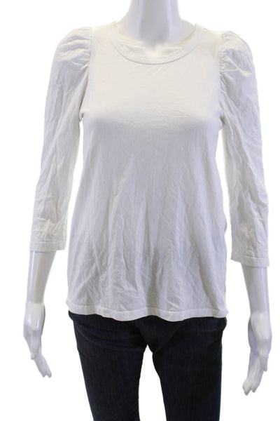 Pomander Place Womens Basic White Cotton Crew Neck 3/4 Sleeve T-Shirt Size S