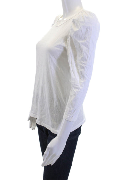 Pomander Place Womens Basic White Cotton Crew Neck 3/4 Sleeve T-Shirt Size S