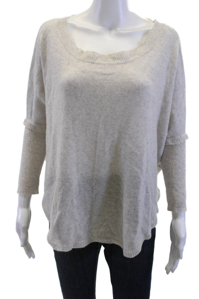 27 Miles Unisex Beige Cashmere Blend Pullover 3/4 Sleeve Size XS