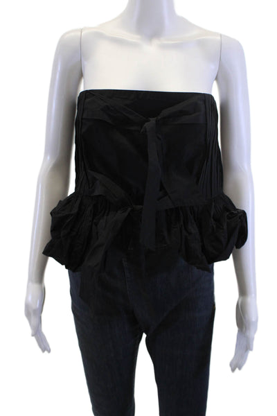 Hunter Bell Womens Sleeveless Tie Neck Black Polyester Top Size 4