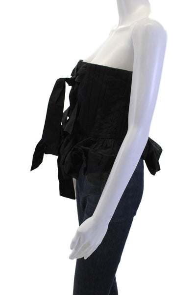 Hunter Bell Womens Sleeveless Tie Neck Black Polyester Top Size 4