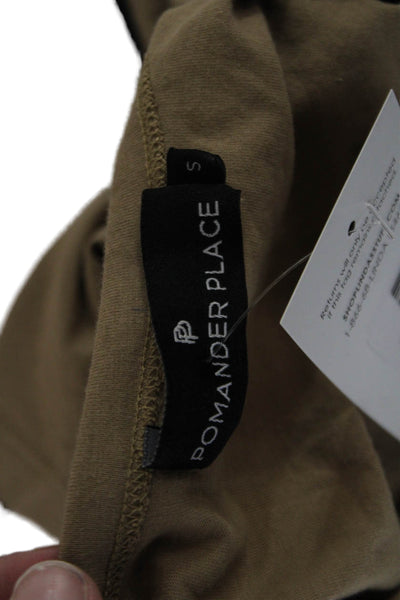 Pomander Place Women Beige Basic T-Shirt Cotton Crew Neck 3/4 Sleeve Size S