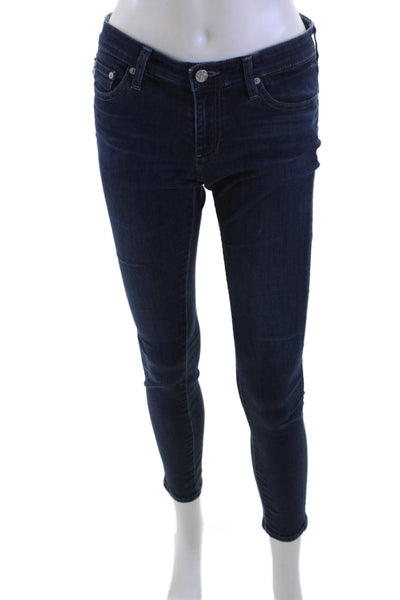 AG Adriano Goldschmied Women Ankle Skinny Jeans Dark Blue Mid Rise Size 26