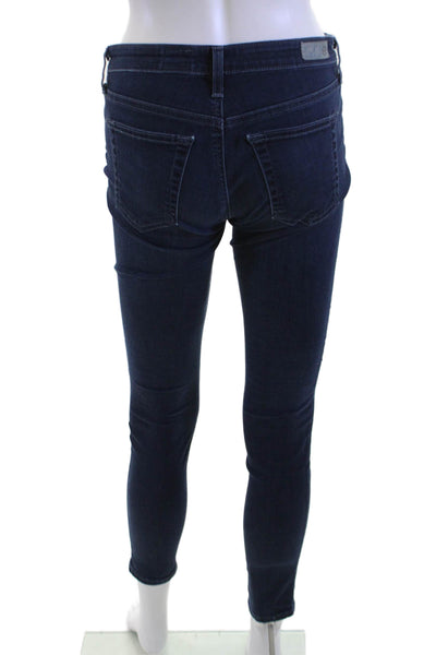 AG Adriano Goldschmied Women Ankle Skinny Jeans Dark Blue Mid Rise Size 26