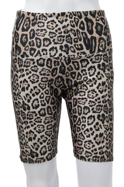 ONZIE Unisex Biker Animal Print Shorts Beige Size S