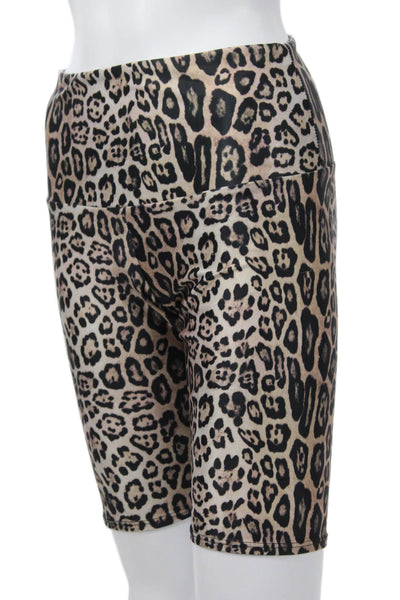 ONZIE Unisex Biker Animal Print Shorts Beige Size S