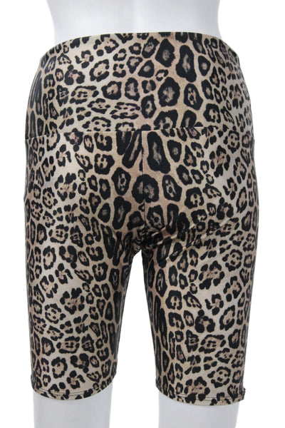ONZIE Unisex Biker Animal Print Shorts Beige Size S