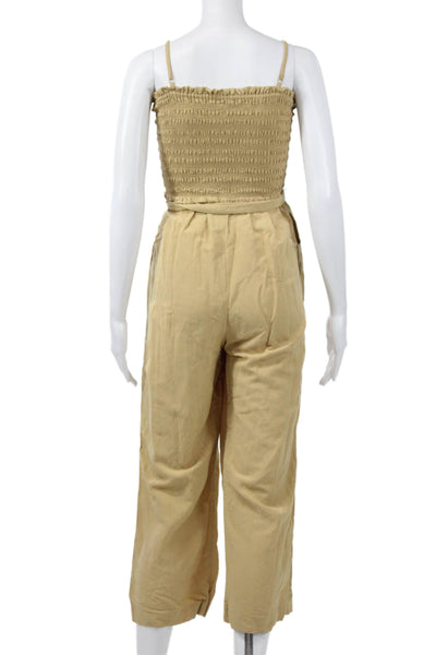 Intermix Womens Sleeveless Square Neck Jumpsuit Beige Size 4