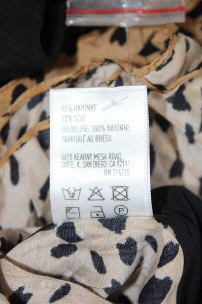 Vix Paula Hermanny Womens Mini Wrap Dress Beige Animal Print Size PP