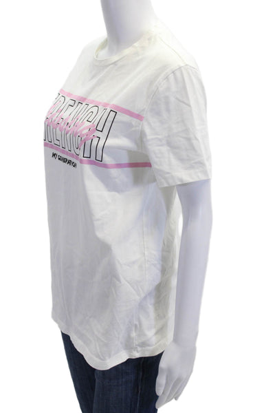 Etre Cecile Womens White 90s Graphic Crew Neck Jersey Tee Short Sleeve Size S