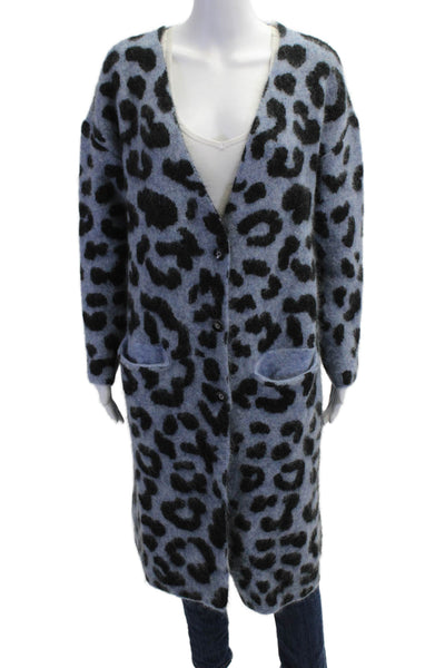 Ragdoll Unisex Black Animal Print V-Neck Button Cardigan Size XS