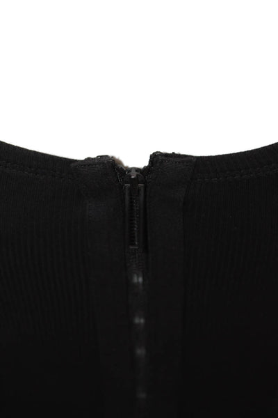 Dion Lee Womens Black Square Neck Long Sleeve Bodycon Mini Dress Zip Size 4