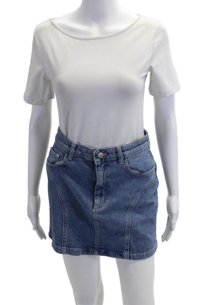 DL1961 Womens A-Line Mini Skirt Blue Cotton Lycra Size 26