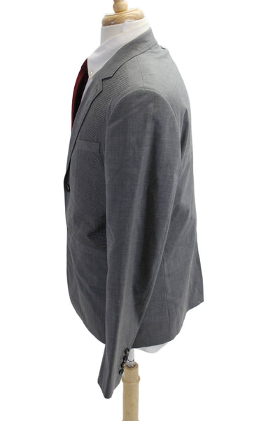Oamc Mens Gray Geometric Virgin Wool Blazer Button Closure Size 40