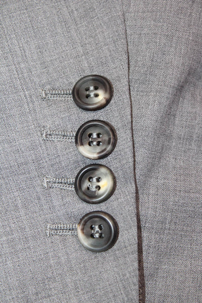 Oamc Mens Gray Geometric Virgin Wool Blazer Button Closure Size 40