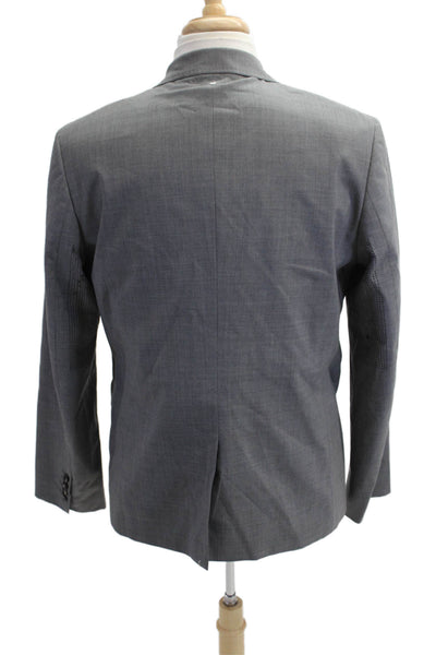 Oamc Mens Gray Geometric Virgin Wool Blazer Button Closure Size 40