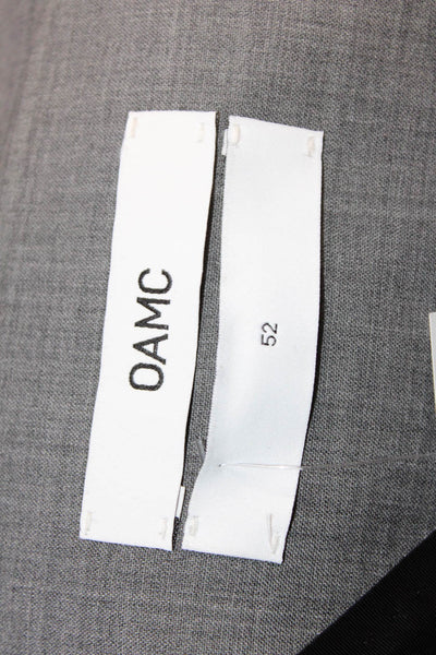 Oamc Mens Gray Geometric Virgin Wool Blazer Button Closure Size 40