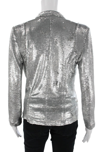 IRO Womens 80s Gray Viscose Blend Zip Long Sleeve Blazer Size 38