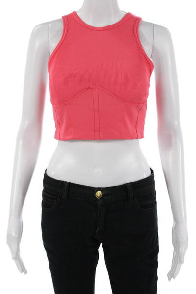 New Balance x Bandier Women Cropped Tank Pink High Neck Sleeveless Nylon Size S