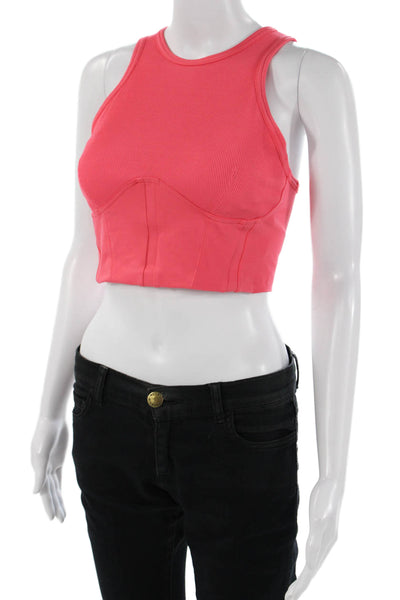 New Balance x Bandier Women Cropped Tank Pink High Neck Sleeveless Nylon Size S