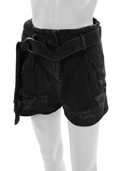 IRO Unisex Black Buckle Cotton Grunge Shorts Size 25