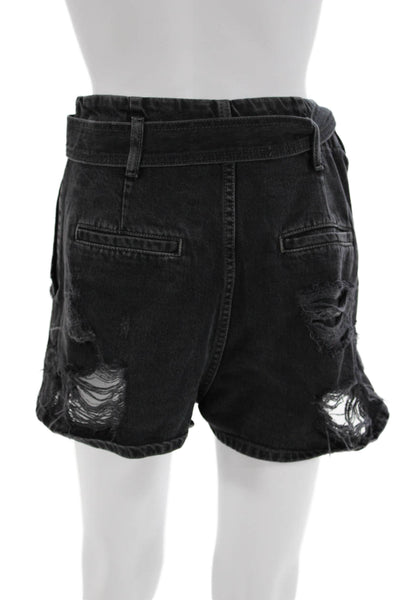 IRO Unisex Black Buckle Cotton Grunge Shorts Size 25