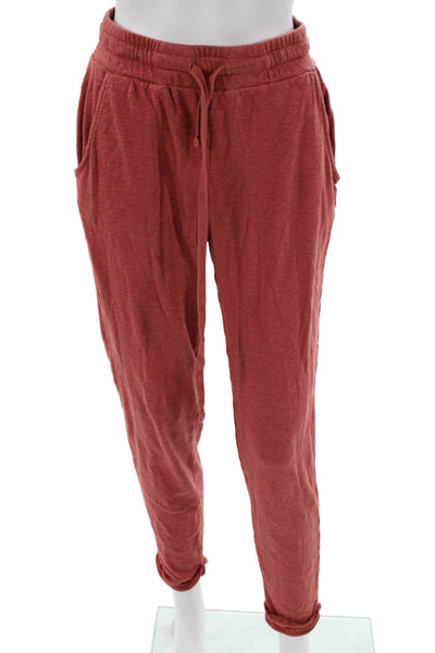 Bobi Los Angeles Womens Red Jogger Sweatpants 100% Cotton Drawstring Size S
