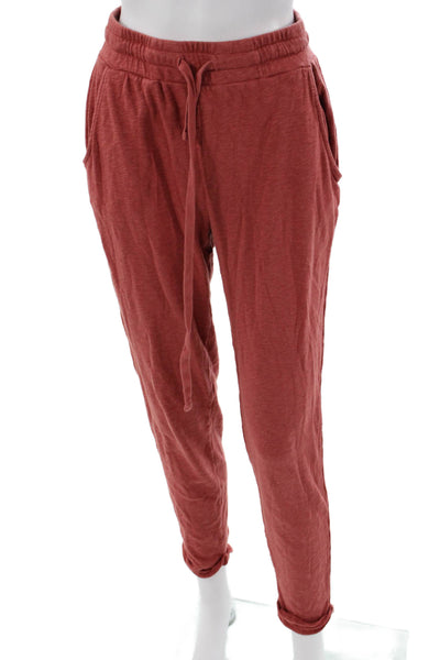 Bobi Los Angeles Womens Red Jogger Sweatpants 100% Cotton Drawstring Size S