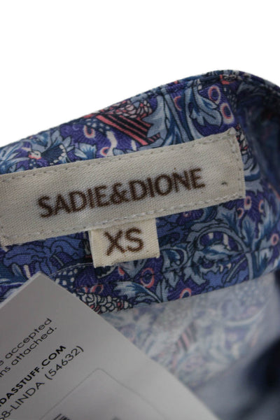 Sadie & Dione Women Kaftan Maxi Dress Blue Paisley Boho Cotton Blend Size XS