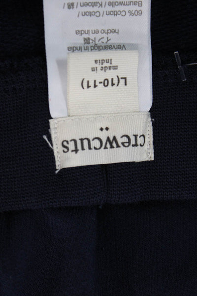 Crewcuts Boys Cotton Blend Drawstring Waist Tapered Sweatpants Navy Size L