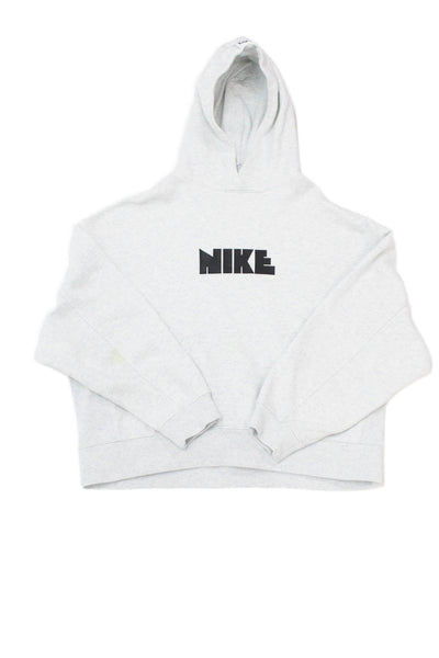 Nike Boys Cotton Blend Graphic Print Pullover Hoodie Gray Size M