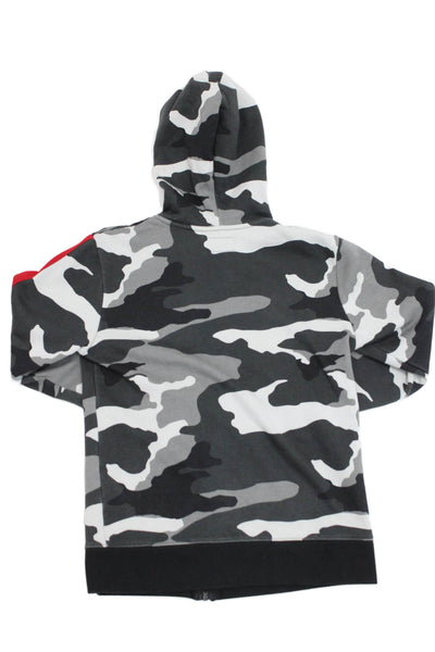 Air Jordan Boys Cotton Blend Camouflage Fill Zip Hoodie Gray Size L