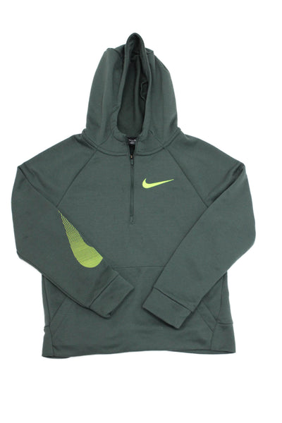 Nike Boys Solid Front Pocket Half Zip Pullover Hoodie Green Size M