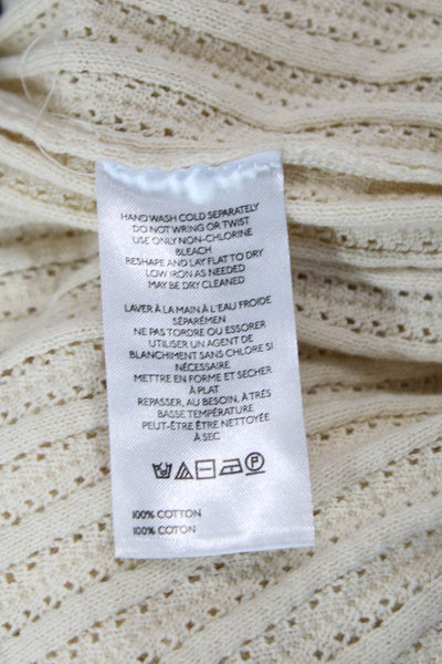 Anthropologie Women Pullover Beige Mock Neck Short Sleeve Cotton Size S