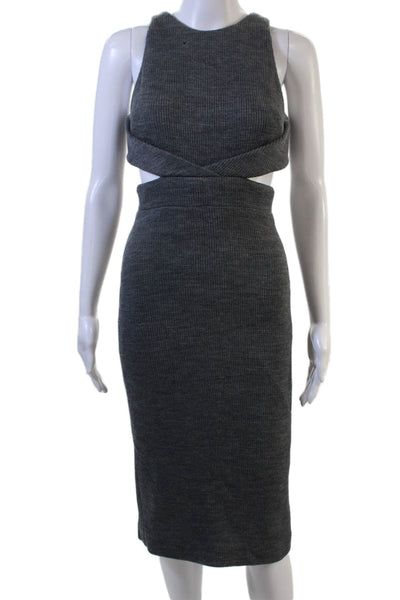 Cushnie Et Ochs Women Dark Gray Bodycon Sweater Dress Wool Sleeveless Size S