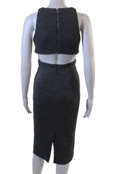 Cushnie Et Ochs Women Dark Gray Bodycon Sweater Dress Wool Sleeveless Size S