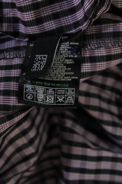 Ted Baker Men Point Collar Black Check Cotton Button-Up Shirt Size S