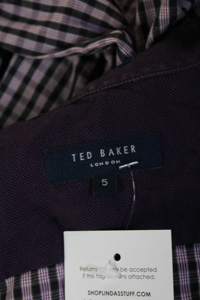 Ted Baker Men Point Collar Black Check Cotton Button-Up Shirt Size S