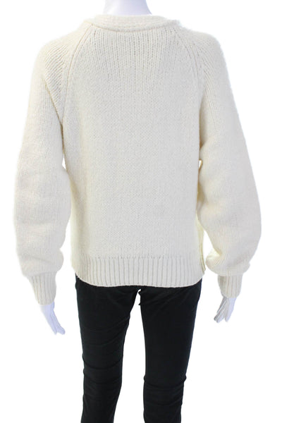 English Factory Women Cardigan White Floral Button Long Sleeve Size S