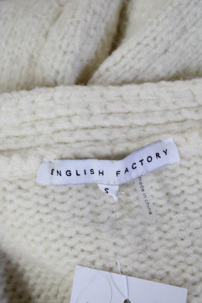 English Factory Women Cardigan White Floral Button Long Sleeve Size S