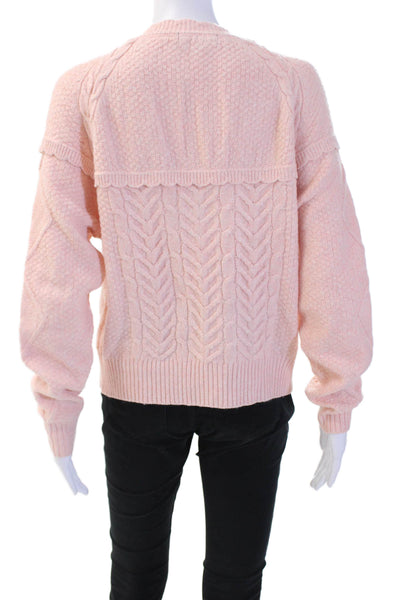 Central Park West Women Pink Cardigan Crew Neck Button Long Sleeve Size S