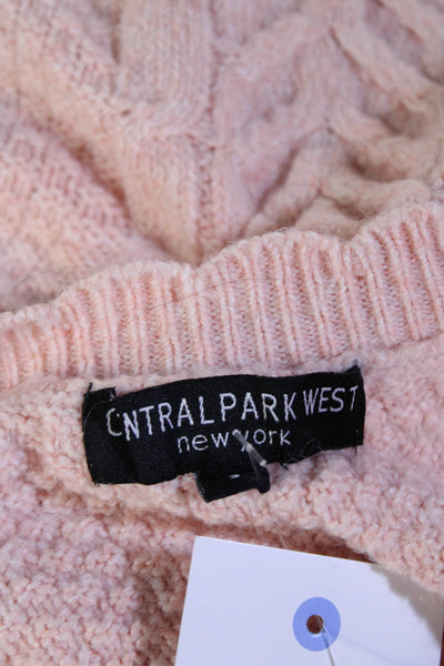 Central Park West Women Pink Cardigan Crew Neck Button Long Sleeve Size S