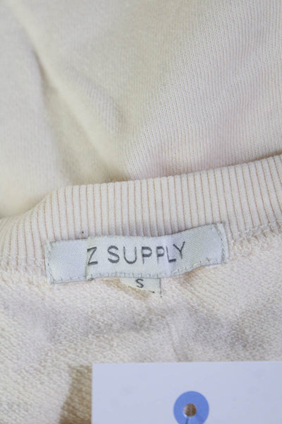 Z Supply Womens Pullover Sweatshirt Beige Cotton Crew Neck Long Sleeve Size S
