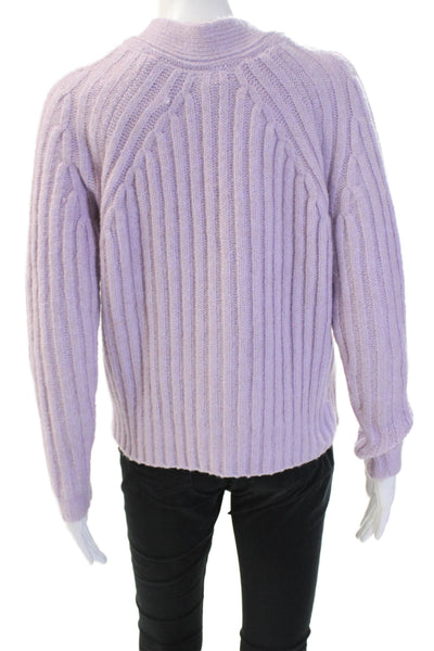 Aqua Womens Striped V-Neck Button Cardigan Purple Size XS