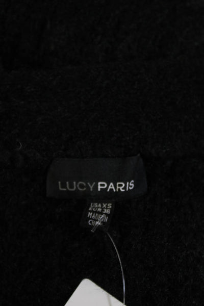 Lucy Paris Womens Long Sleeve V-Neck Button Cardigan Black Size XS