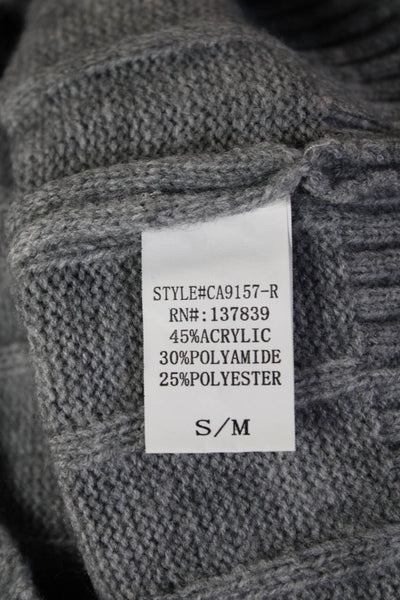 Gab kate Womens Pullover Striped Crew Neck Zip Sweater Gray Size S