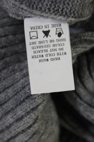 Gab kate Womens Pullover Striped Crew Neck Zip Sweater Gray Size S