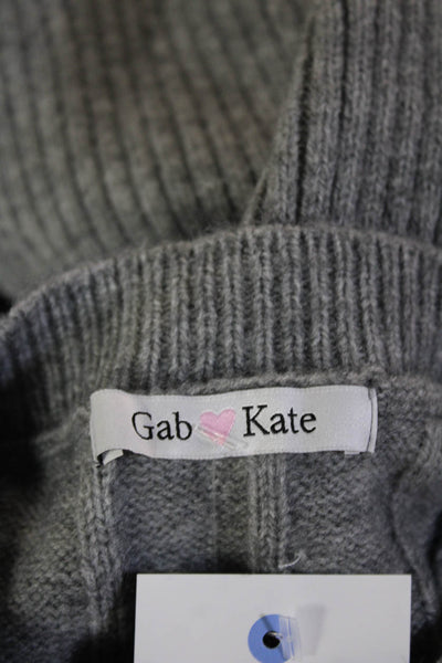 Gab kate Womens Pullover Striped Crew Neck Zip Sweater Gray Size S