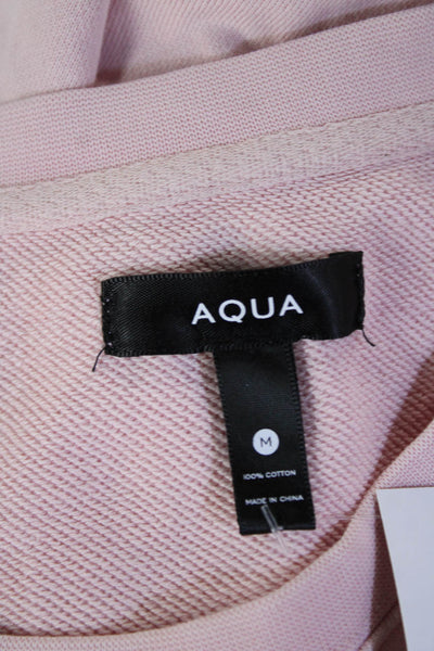 Aqua Women Pullover Sweatshirt Pink Cotton Long Sleeve Crew Neck Stars Size M