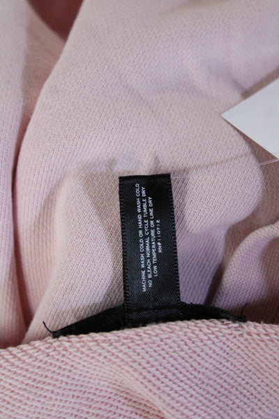 Aqua Women Pullover Sweatshirt Pink Cotton Long Sleeve Crew Neck Stars Size M